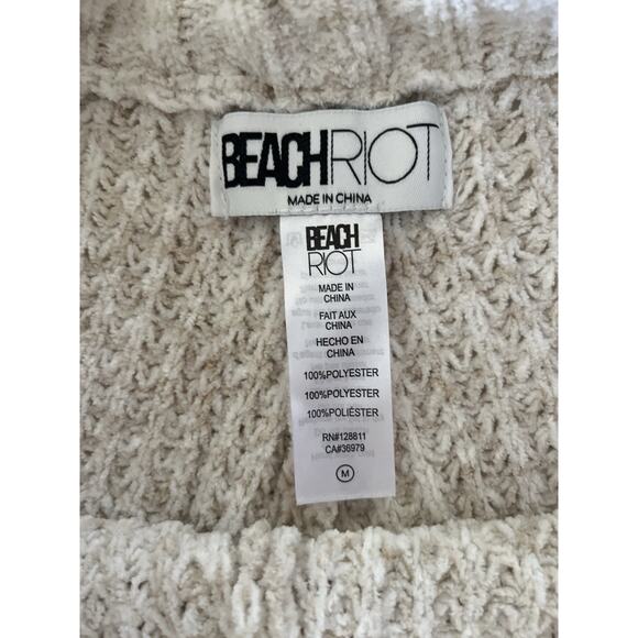 Beach Riot Rayne Sweater Pants Women M Cream Wide Legs Waffle Knit Stretch - Picture 3 of 11